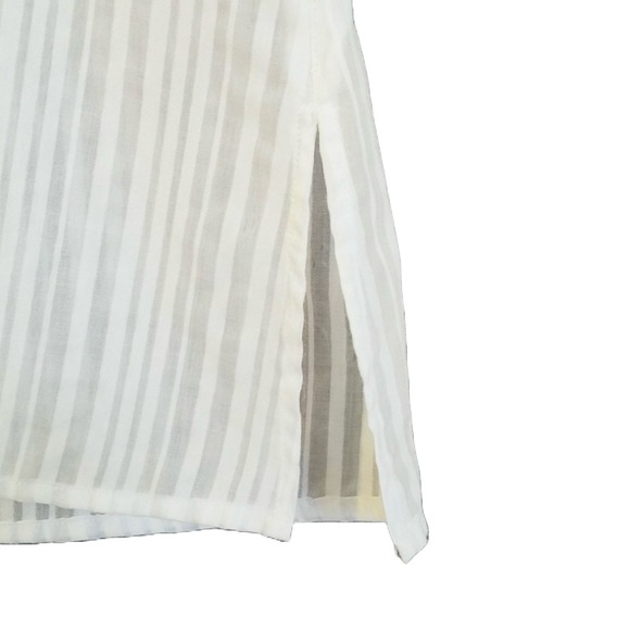 Vintage Sheer White Striped French Cuff Tunic 4P - Picture 7 of 7